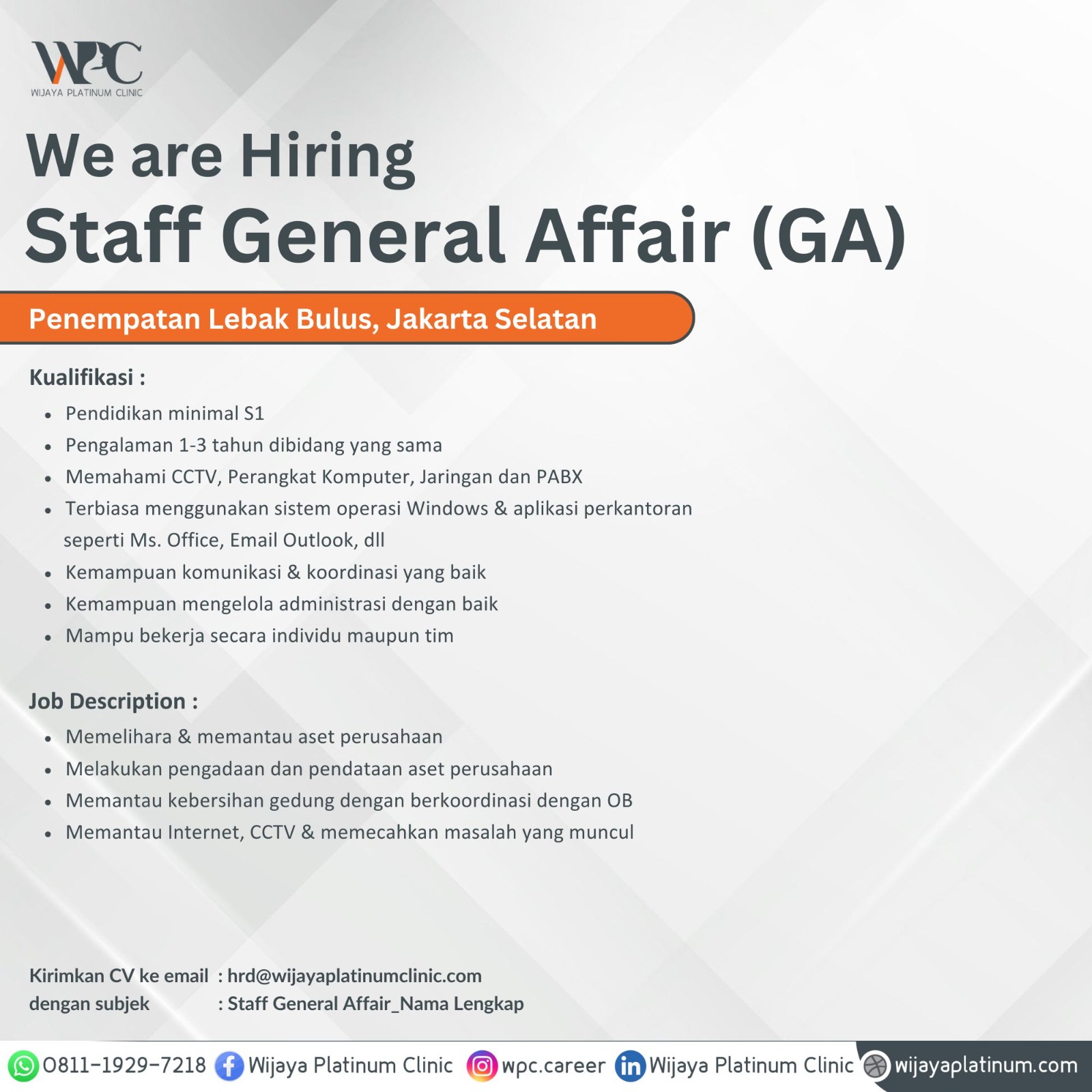 Staff General Affair (GA) - Wijaya Platinum